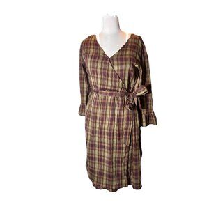 Dip Long Sleeve Wrap Dress Plaid Woman’s Size XS
